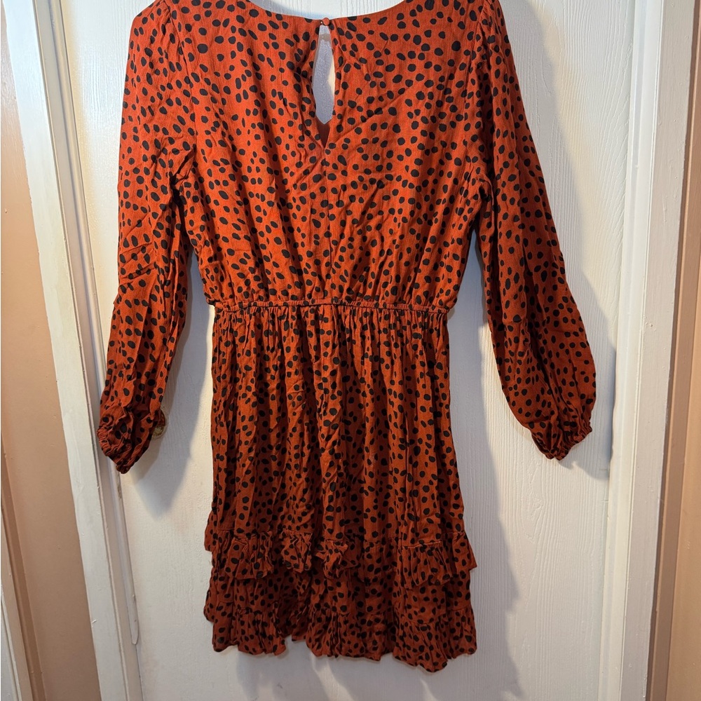 Chic Red Dress with Black Dots
